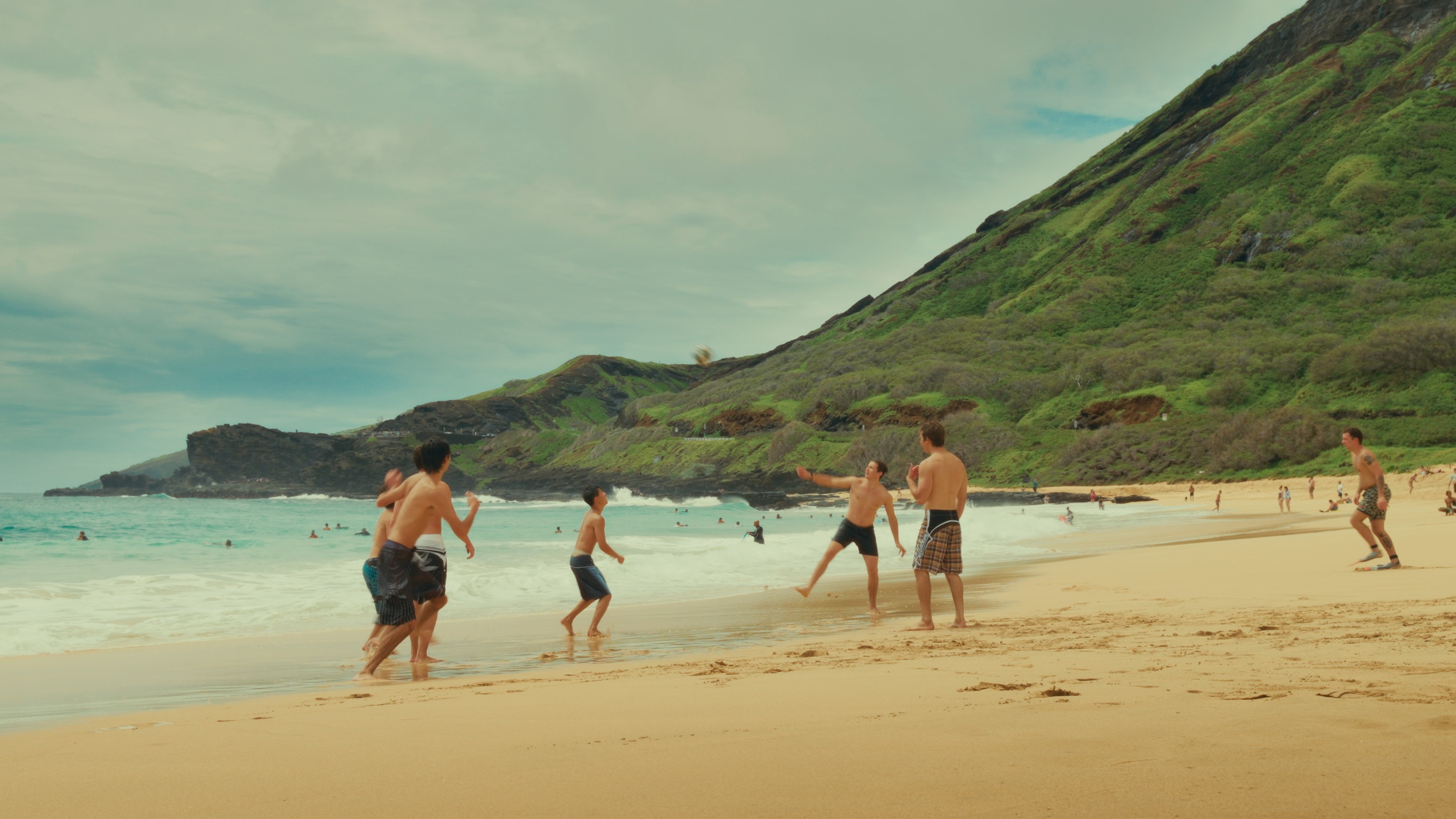 Beach football at Sandy Beach, Oahu